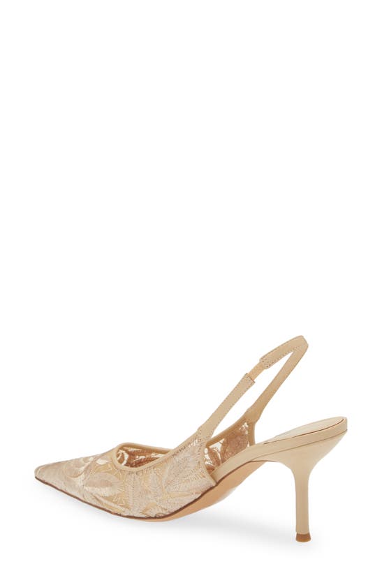 Shop Jeffrey Campbell Lofficele Embroidered Mesh Slingback Pointed Toe Pump In Natural Lace