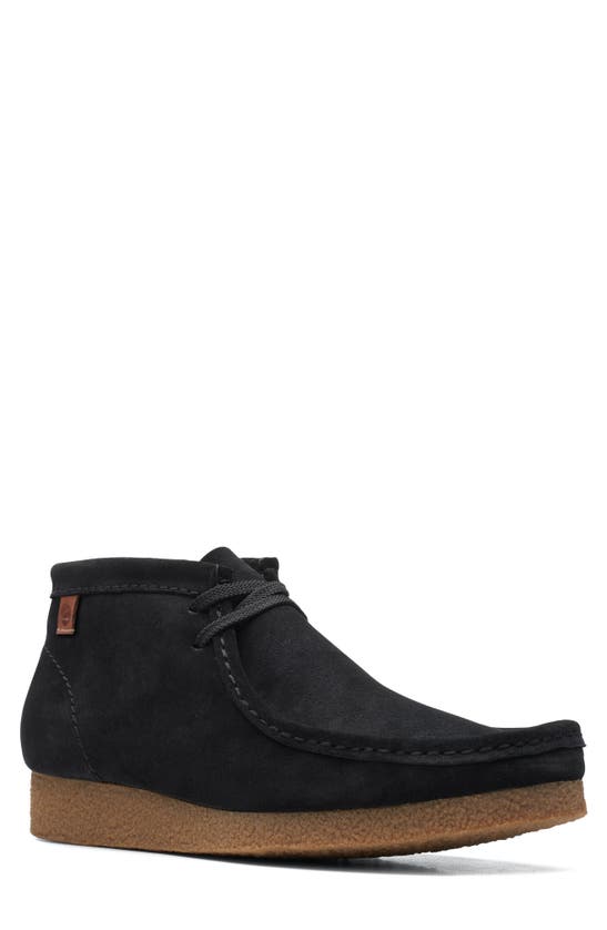 Clarks Shacre Boot Mens Suede Moc Toe Chukka Boots In Black Suede