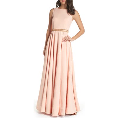 MAC Duggal Beaded Waist Gown, Pink