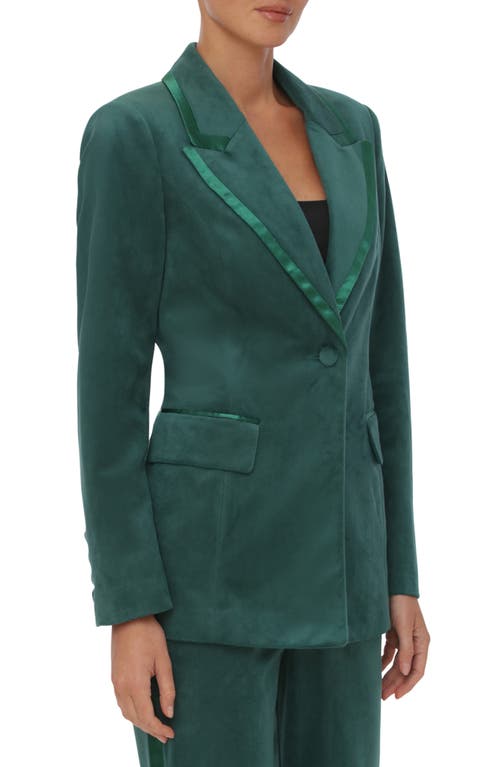 Avec Les Filles Faux Suede Tuxedo Jacket In Emerald