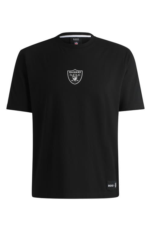 Shop Hugo Boss Boss X Nfl Stretch Cotton Graphic T-shirt In Las Vegas Raiders - Black