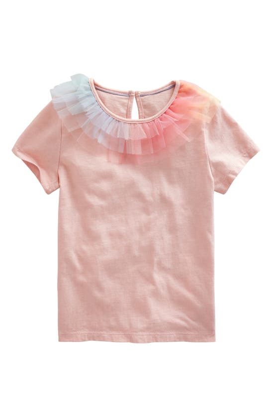 Mini Boden Kids' Tulle Accent Cotton T-shirt In Provence Dusty Pink