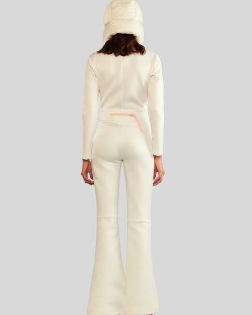 Cynthia Rowley Water Repellent Bonded Ski Suit In White Pink
