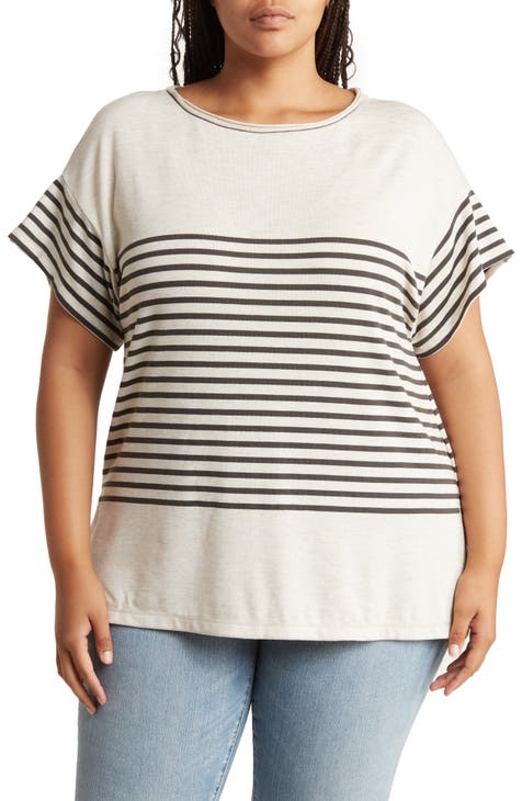 Stripe Short Sleeve Top (Plus)