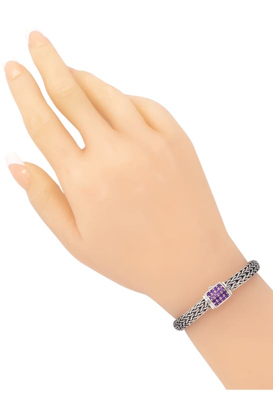 Shop Devata Sterling Silver Semiprecious Stone Chain Bracelet In Silver Purple