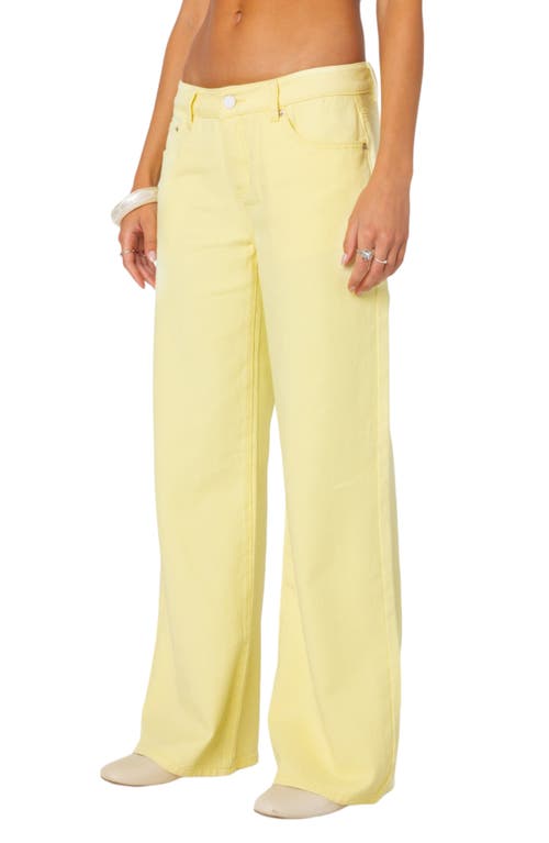 Shop Edikted Roman Flare Jeans In Yellow