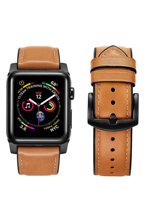 The Posh Tech Leather Apple Watch Watchband in Brown at Nordstrom