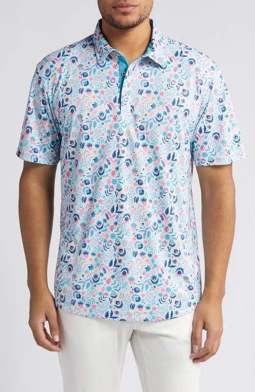 Clyde Floral Golf Polo in Sky