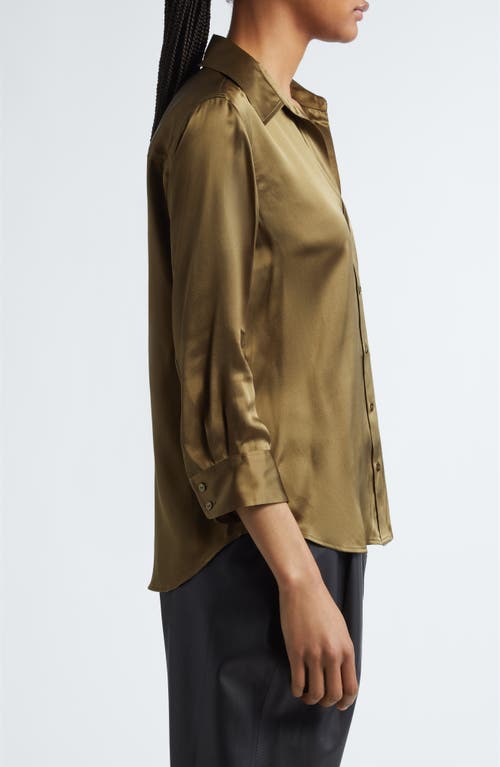 Shop L Agence L'agence Dani Silk Charmeuse Blouse In Pine