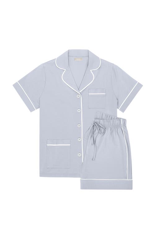 Shop Kip. Kip Luxe Stretch Cotton Short Set In Mist Blue