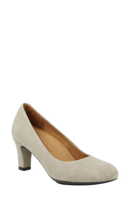 L'Amour des Pieds Jakoby Pump in Taupe Raindrop Suede