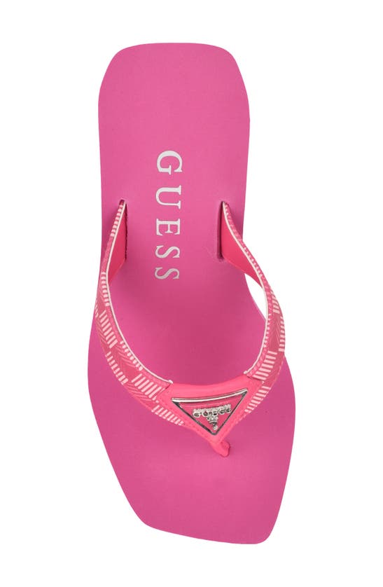 Shop Guess Demmey Platform Wedge Flip Flop In Dark Pink