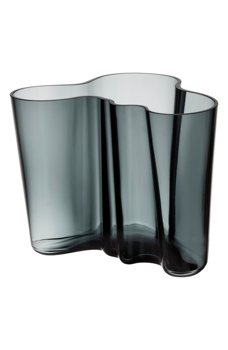 Iittala Alvar Aalto Glass Vase, Main, color, Dark Grey