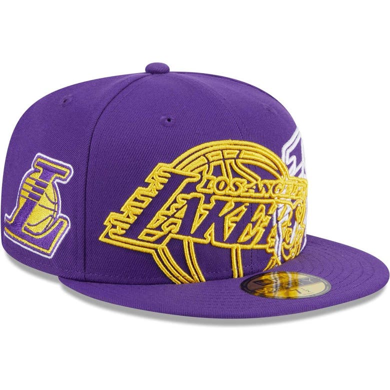 Shop New Era Purple Los Angeles Lakers Game Day Hollow Logo Mashup 59fifty Fitted Hat
