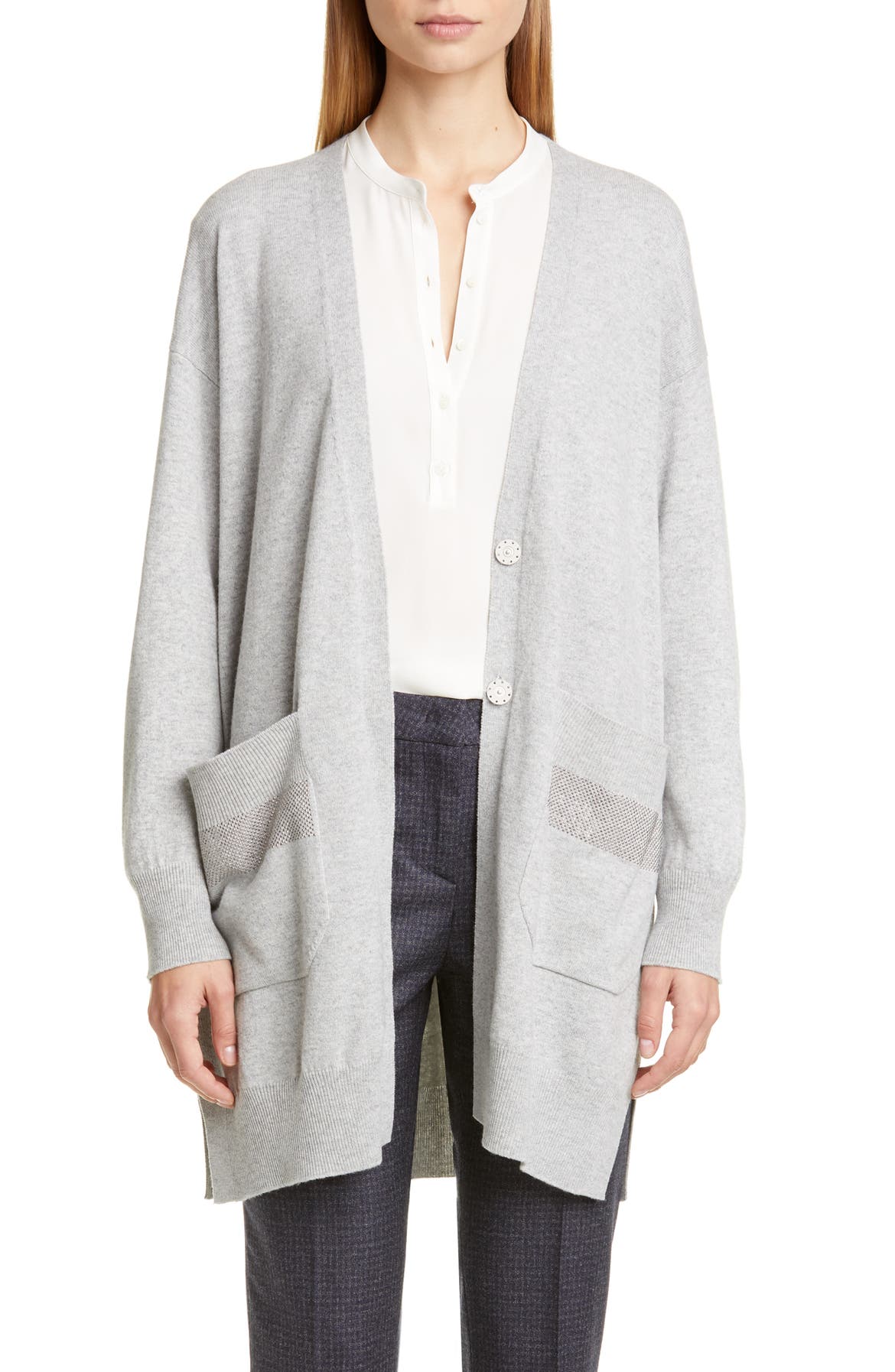 Fabiana Filippi Studded Pocket Wool, Silk & Cashmere Cardigan | Nordstrom