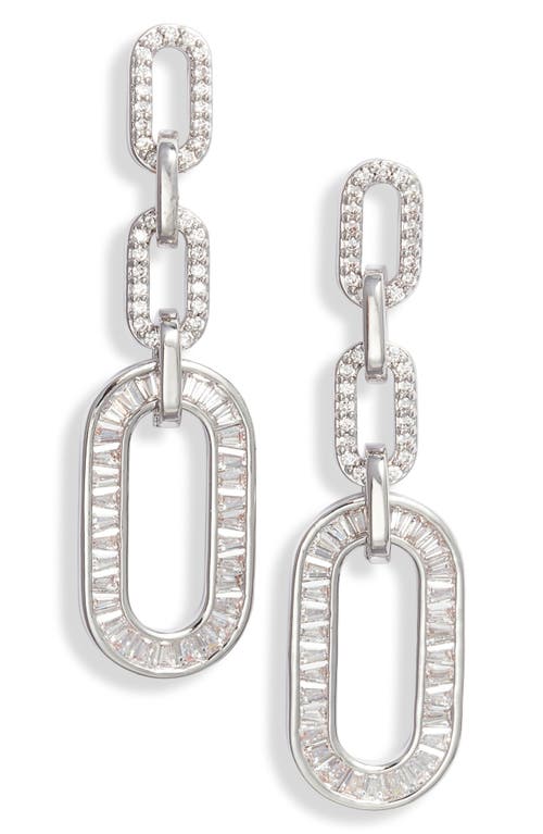Nordstrom Cubic Zirconia Oval Link Drop Earrings in Clear- Silver at Nordstrom