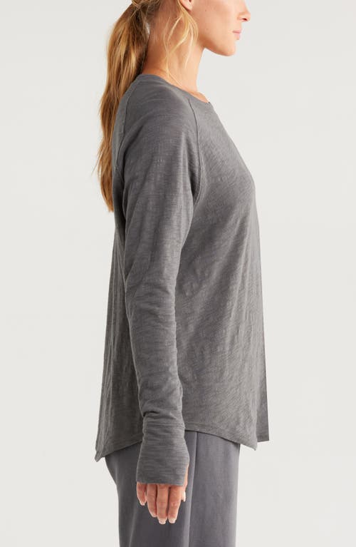 Shop Zella Relaxed Washed 2.0 Long Sleeve Slub Tee In Grey Forged