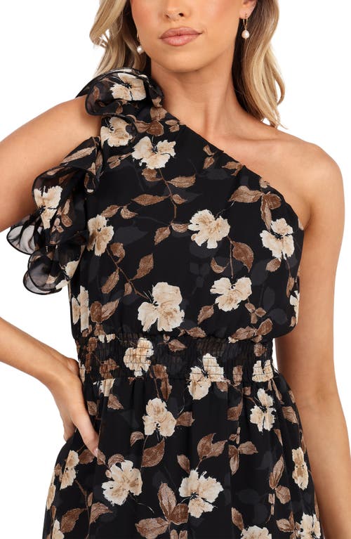 Petal And Pup Petal & Pup Layley Floral Print One-shoulder Maxi Dress In Black