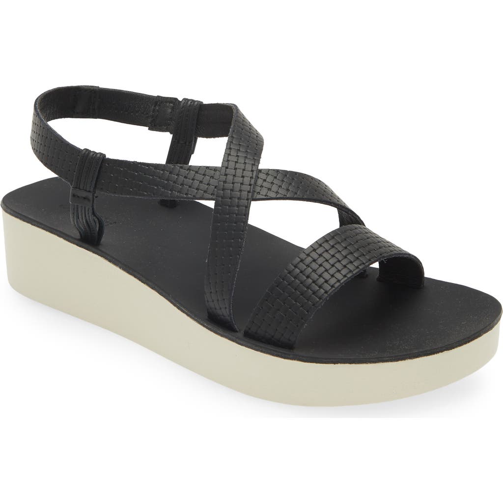Olukai Onohi Strappy Platform Sandal In Black/white Sand