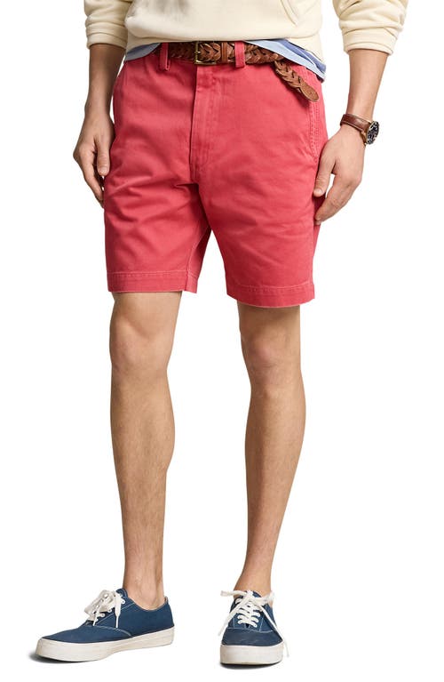 Shop Polo Ralph Lauren Straight Fit Flat Front Cotton Chino Shorts In Nantucket Red