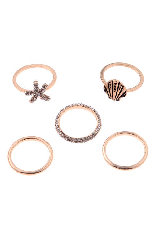 Shop Zaxie By Stefanie Taylor Set Of 5 Sea Stacking Rings In Gold