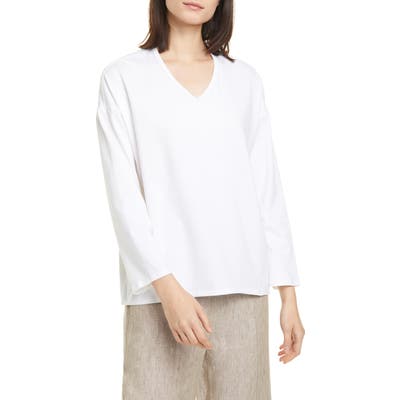 Eileen Fisher Soft Organic Cotton Blend V-Neck Top