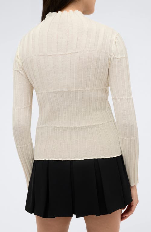 Shop Kenneth Cole Mock Neck Rib Top In Kc White