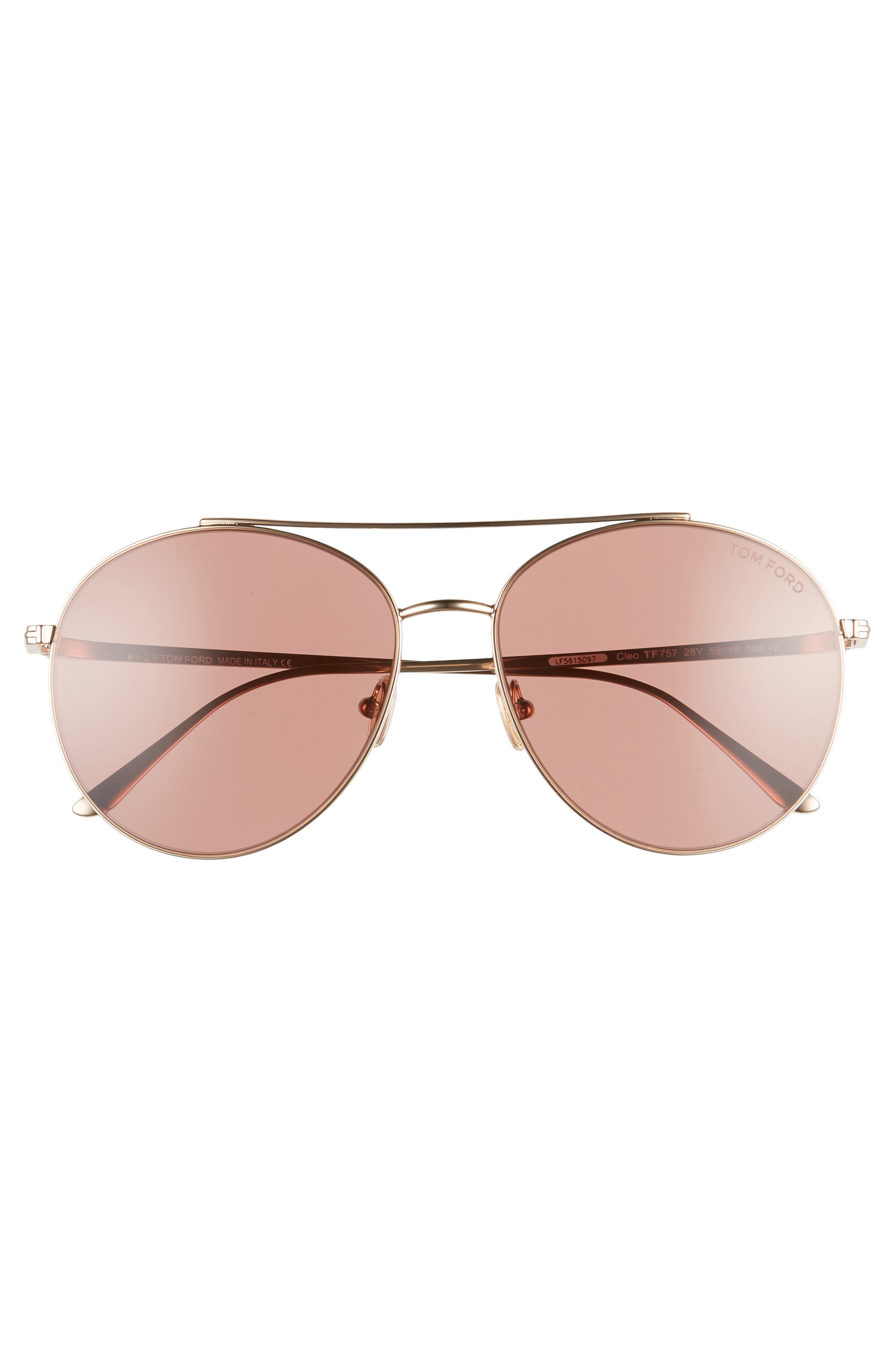 tom ford cleo 59mm aviator sunglasses