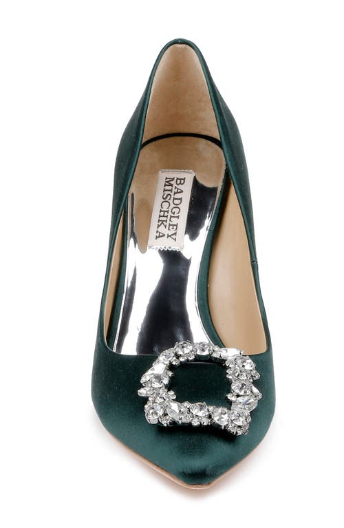 Shop Badgley Mischka Collection Cher Crystal Embellished Pump In Green Satin