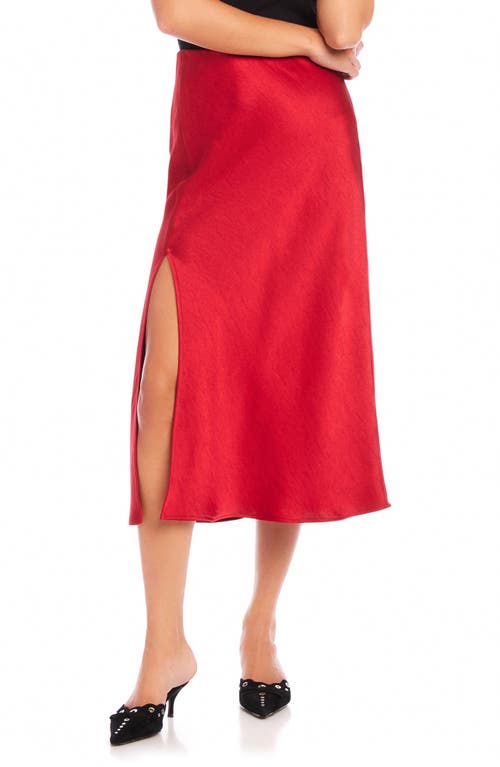 Fifteen Twenty Brielle Satin Midi Skirt In Cherry