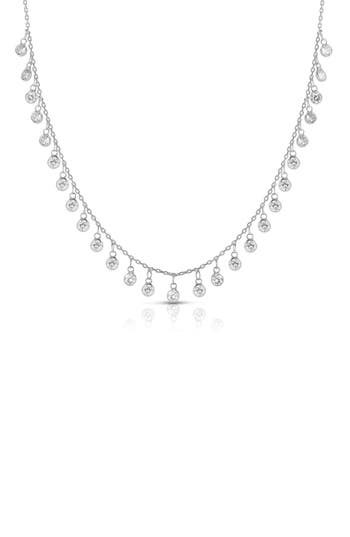 Chloe & Madison Chloe And Madison 14k Gold Plate Sterling Silver Cz Dangle Chain Necklace In Silver