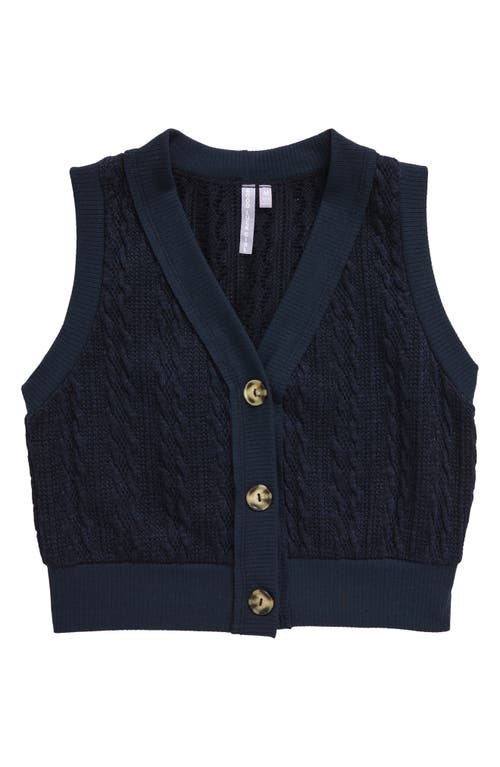 Good Luck Girl Kids' Cable Knit Sweater Vest in Navy