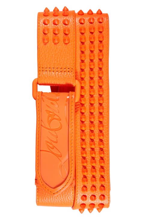 Buy DAVIDOFF 23456 Essential Orange Leather Belt With Logo Buckle, Orange  Color Men