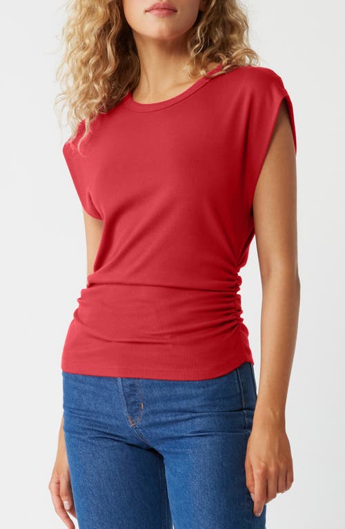 Shop Michael Stars Joni Power Shoulder Rib Top In Cherry