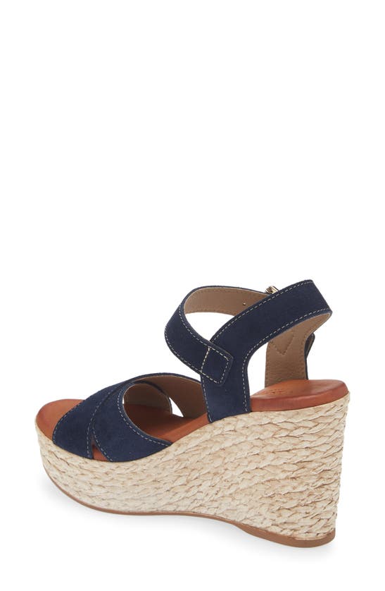 Cordani Brittany Ankle Strap Espadrille Platform Wedge Sandal In Crosta Navy