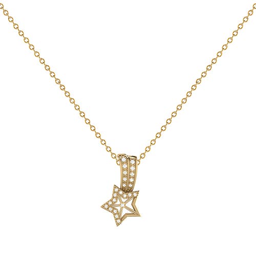 Shop Luvmyjewelry Wishing Star Sterling Silver Diamond Pendant Necklace In 14kt Gold Vermeil On Sterling