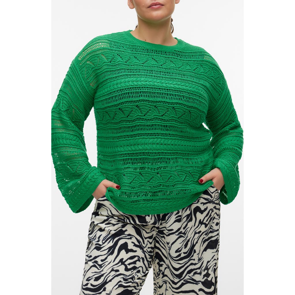 Vero Moda Curve Lamar Open Stitch Sweater In Bright Green