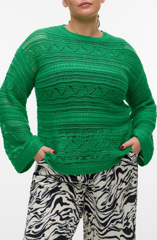 VERO MODA CURVE Lamar Open Stitch Sweater in Bright Green at Nordstrom, Size 3X