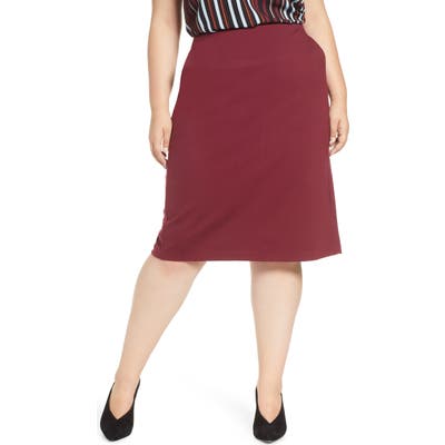 Plus Size Halogen Knit Midi Skirt, Burgundy