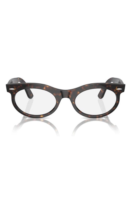 Ray Ban Wayfarer 53mm Polarized Oval Sunglasses In Havana