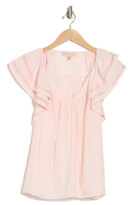 Shop Muse Flutter Sleeve Top In Pale Pink