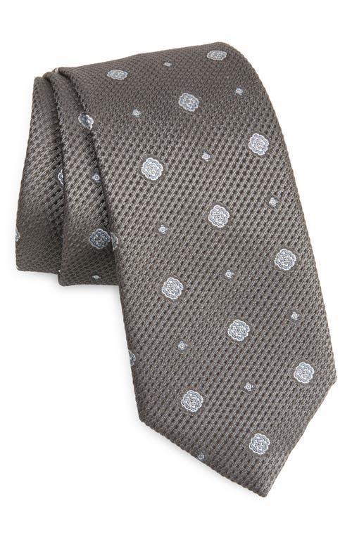 Shop Brioni Neat Medallion Silk Tie In Grey