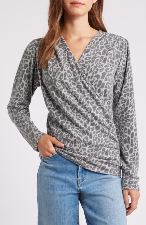 Loveappella Wrap Top In Gray