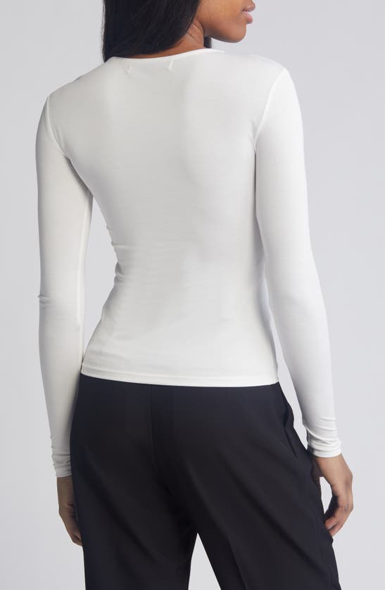 Shop Rue Sophie Thessa Knot Detail Long Sleeve Knit Top In Off White