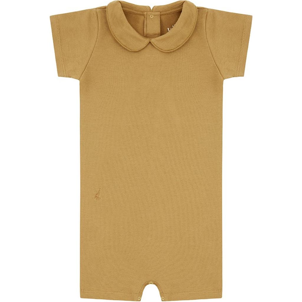 Vild House Of Little Organic Cotton Collared Bodysuit With Shorts In Clever Camel