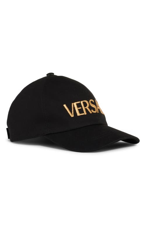 Shop Versace Metallic Logo Baseball Cap In Nero/oro