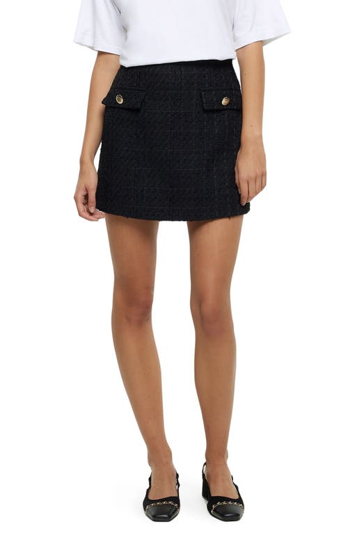 River Island Bouclé A-Line Miniskirt in Black at Nordstrom, Size 12