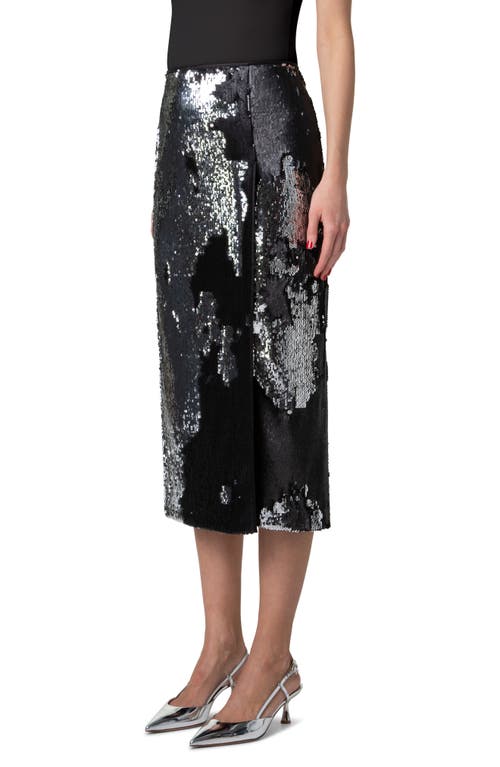 Shop Akris Sequin Side Vent Midi Skirt In Black