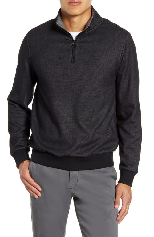 Braemore Fleece Lined Quarter Zip Pullover in Black