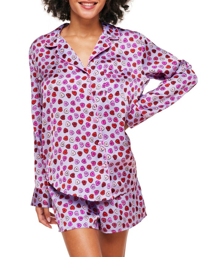 Shop Adore Me Sammi Pajama Set In Heart Purple